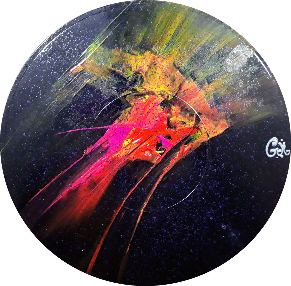 #73 "Corpus fugit"
Acrylique sur vinyle, 78 tours