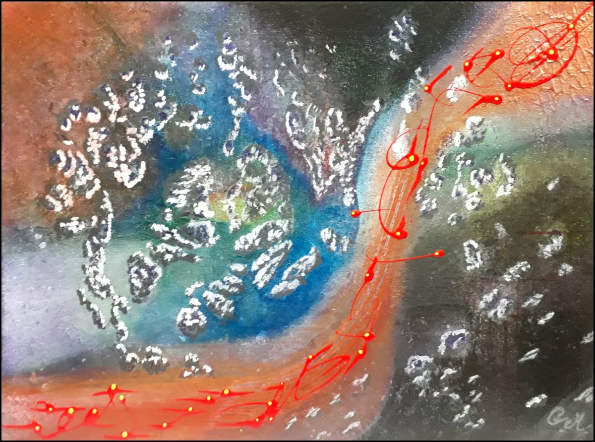 #97 "Ekpyrotique"
Acrylique sur toile, 30x40