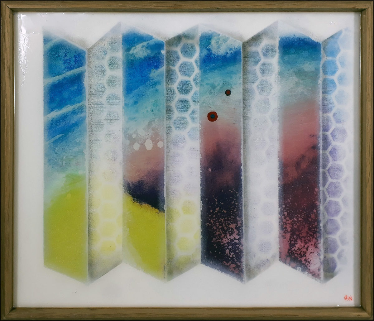 #135 "Derrière les paravents"
Acrylique sur panneau de chêne, 36.5x42.5 cm