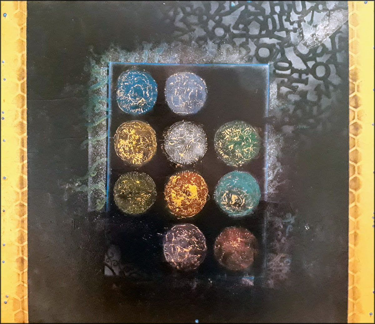 #147 "Quadra" Acrylique sur bois, 45 x 52 cm