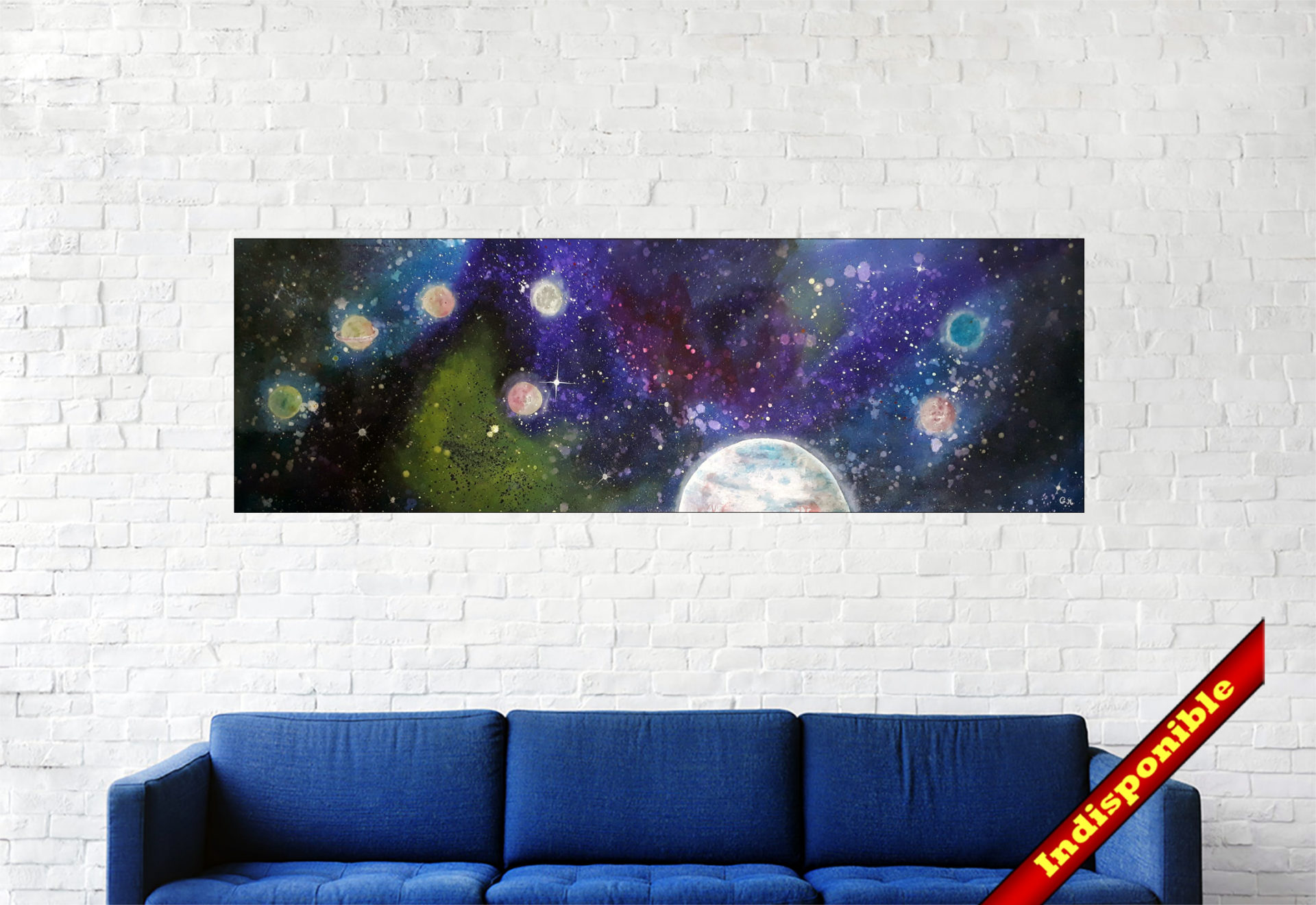 #148 "Exos" Acrylique sur toile & LEDs, 45 x 140 cm