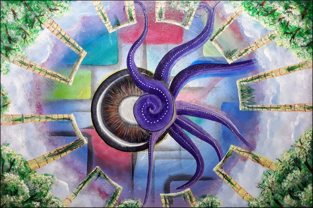 #154 "La couleur tombée du ciel" Acrylique sur toile, 40 x 60 cm