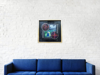 #156 "Evasion nocturne" Acrylique sur carton toile, vernissage resine epoxy, 32 x 33 cm