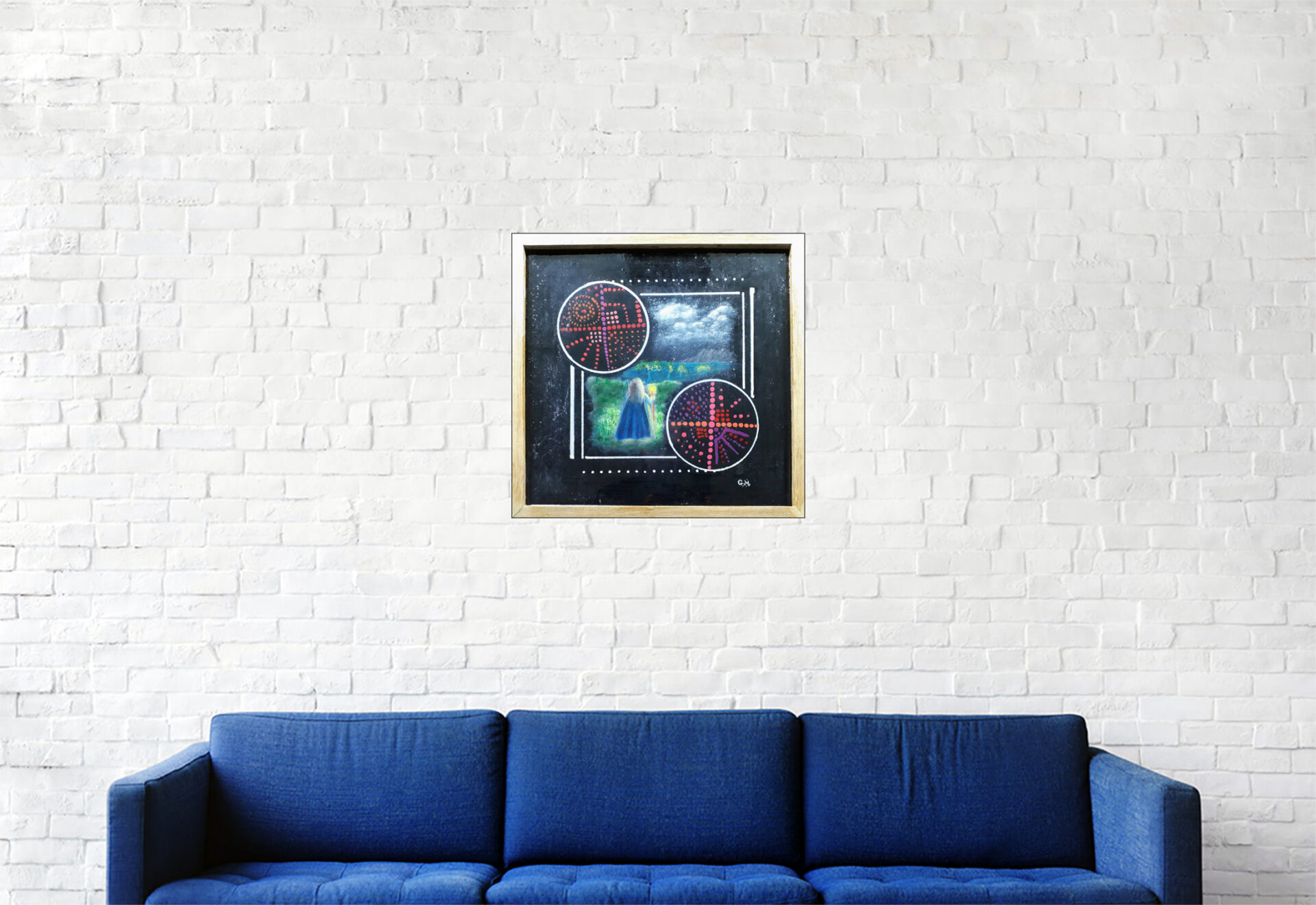 #156 "Evasion nocturne" Acrylique sur carton toile, vernissage resine epoxy, 32 x 33 cm